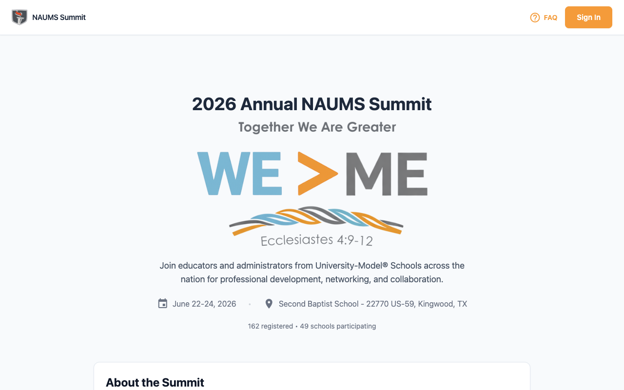 NAUMS Conference Platform screenshot