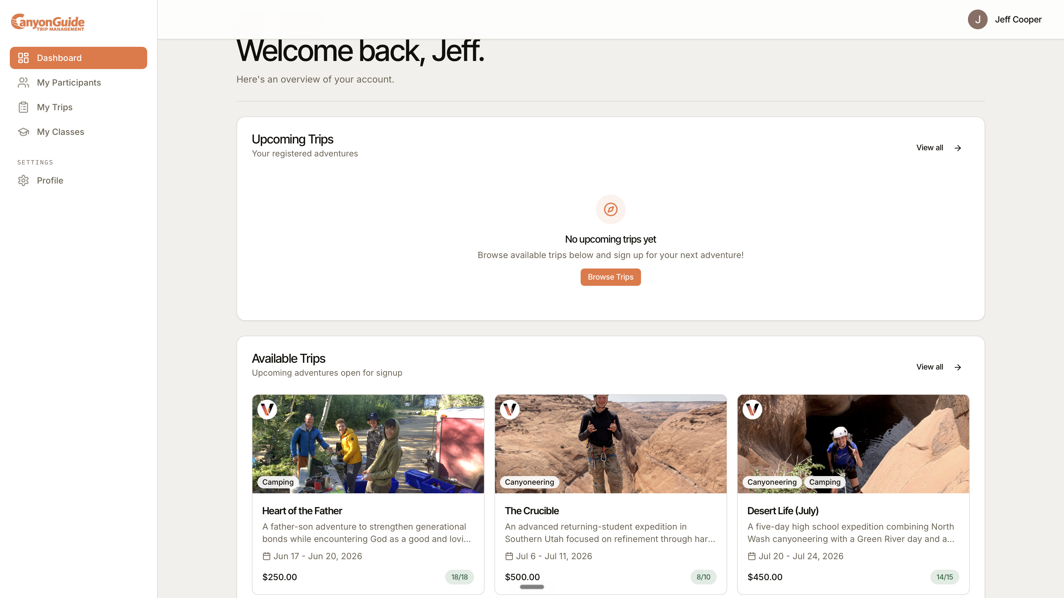 Trip Database screenshot